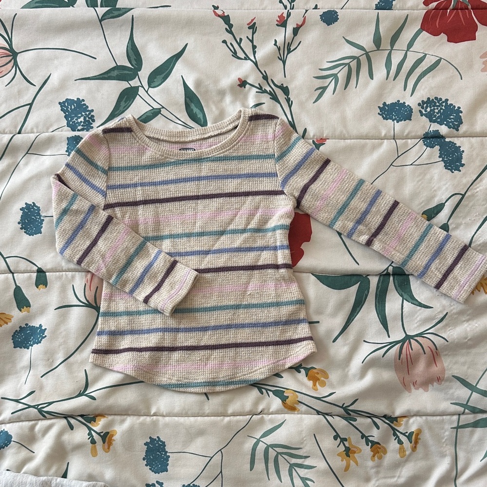 Old Navy Kids Long Sleeve Striped Tee - Cream, Blue, Purple